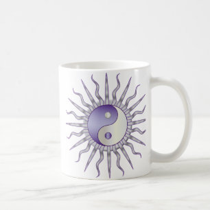 Lila Sternexplosion Yin Yang Kaffeetasse