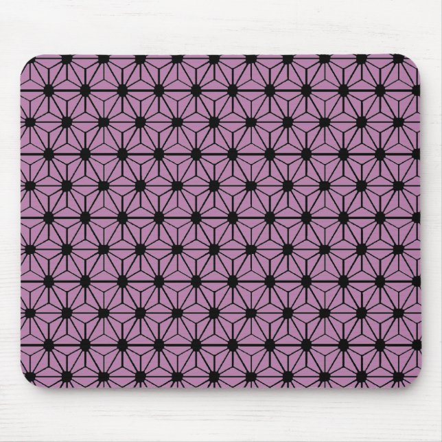 lila Sternmuster mit schwarzer Linie Mousepad (Vorne)