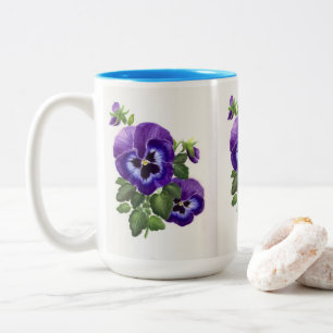Lila Stiefmütterchen 2 Töne Kaffee Tasse