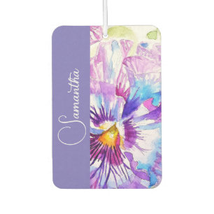 Lila Stiefmütterchen Aquarell Blumen Mädchen Name Autolufterfrischer