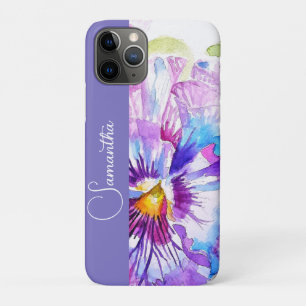 Lila Stiefmütterchen Aquarell Blumen Mädchen Name Case-Mate iPhone Hülle