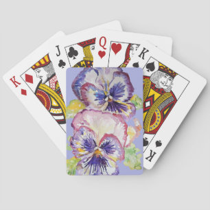Lila Stiefmütterchen Aquarell Blumen Spielkarten S