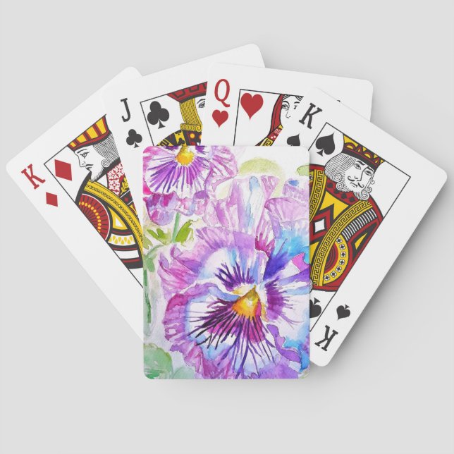 Lila Stiefmütterchen Aquarell Blumen Spielkarten S (Rückseite)