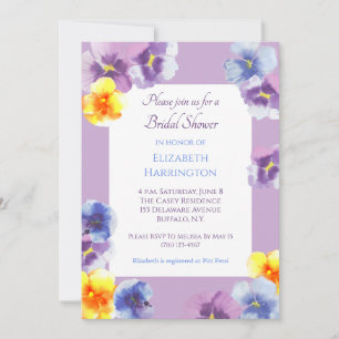 Lila Stiefmütterchen Aquarell Boho Brautparty Einladung