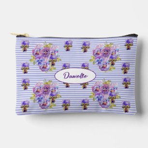 Lila Stiefmütterchen-Blume Floral Shabby Wasserfar Zubehörtasche