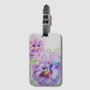 Lila Stiefmütterchen-Blumen-Aquarell-Gepäckanhänge Gepäckanhänger