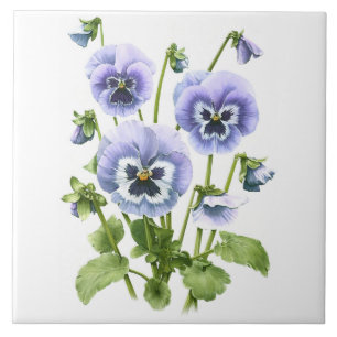 Lila Stiefmütterchen-Blumen Botanische Kunst Fliese