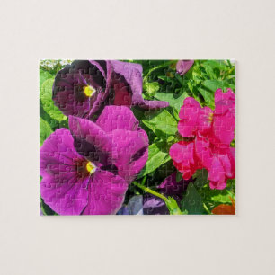 Lila Stiefmütterchen-Blumenfoto Puzzle