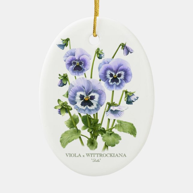 Lila Stiefmütterchen Botanisch Keramik Ornament (Vorne)