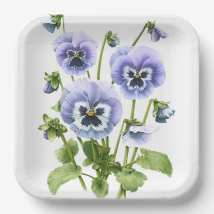 Lila Stiefmütterchen Botanische Kunstpapier Telle Pappteller