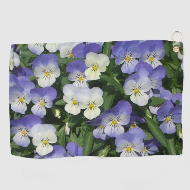 Lila Stiefmütterchen Garten Blumen Golfhandtuch (Horizontal)