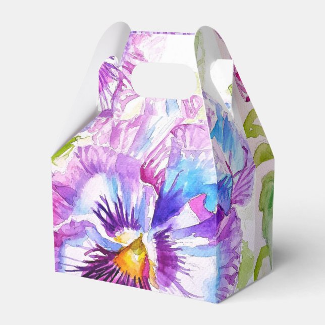 Lila Stiefmütterchen Hochzeitstorte Geschenkbox Bl Geschenkschachtel (Vorderseite)