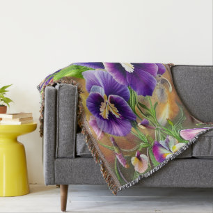 Lila Stiefmütterchen - KI ART Decke