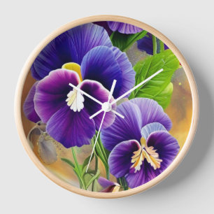 Lila Stiefmütterchen - KI ART Uhr
