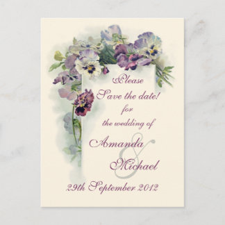 Lila Stiefmütterchen Save the Date Ankündigungspostkarte