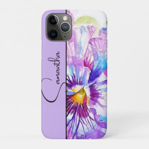 Lila Stiefmütterchen Wasserfarben Floral Blume Case-Mate iPhone Hülle