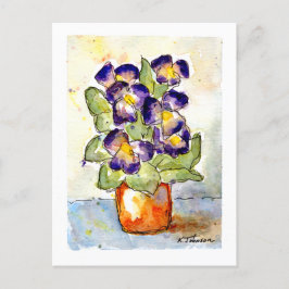 Lila Stiefmütterchen Watercolor Postkarte