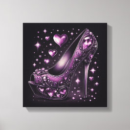 Lila Stiletto High Heels mit Herz Leinwanddruck