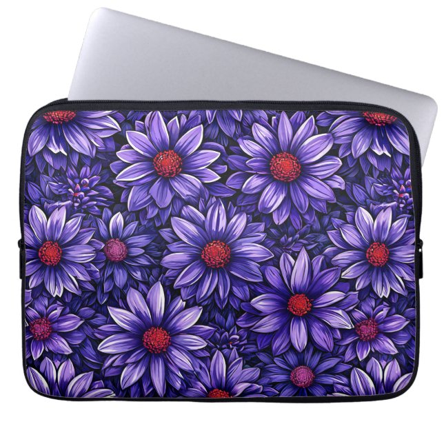 Lila stilisierte Blume Laptopschutzhülle (Vorderseite)