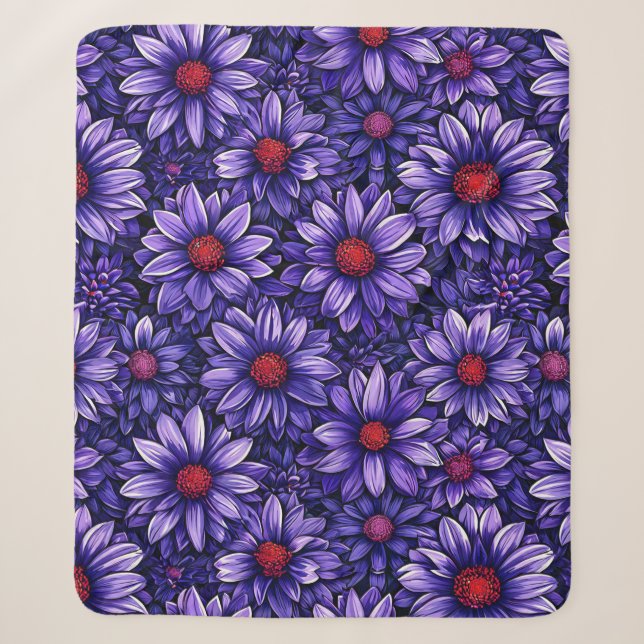 Lila stilisierte Blume Sherpadecke (Vorderseite)