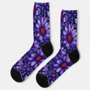 Lila stilisierte Blume Socken