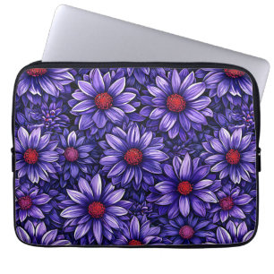 Lila stilisiertes Blumenmuster Laptopschutzhülle