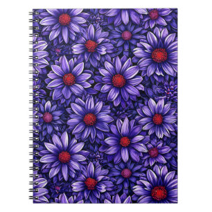 Lila stilisiertes Blumenmuster Notizblock