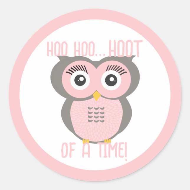 Lila stilisiertes geometrisches Owl Runder Aufkleber (Vorderseite)