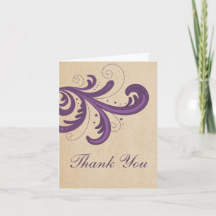 Lila stilvolle Wirbel Dankeschön Card Dankeskarte