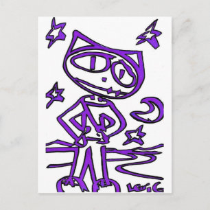 Lila Stitchlip auf dem Highway ( Cat Super Hero ) Postkarte