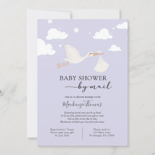 Lila Stork Baby-Dusche per Mail Einladung
