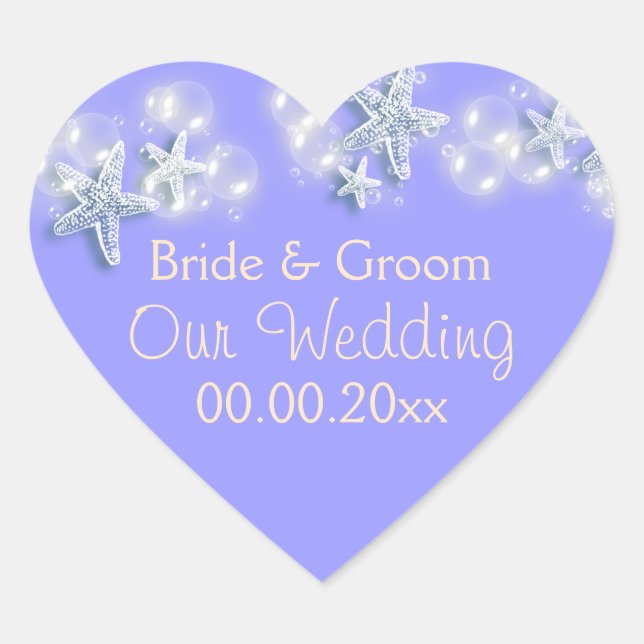 Lila Strandjubiläum Herz-Aufkleber (Vorderseite)