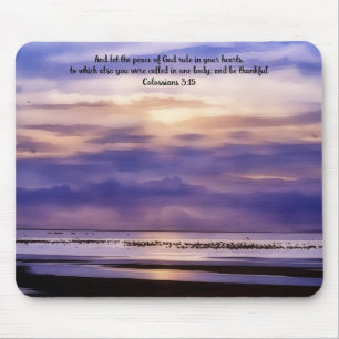Lila Strandsonnenuntergang Kunst Bibelvers Mousepa Mousepad