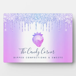 Lila Strawberry Glitzer Tropfen Koch Dessert Süßig Fotoplatte