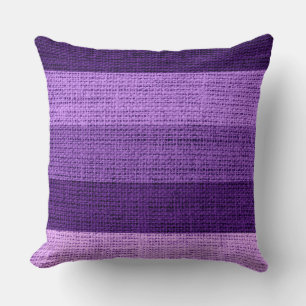 Lila Streifen Burlap Linen Rustikaler Jute Kissen