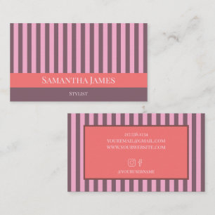 Lila Streifen Farbige Pink Orange Visitenkarte
