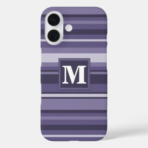 Lila Streifen für Monogramm-Härte iPhone 16 Hülle