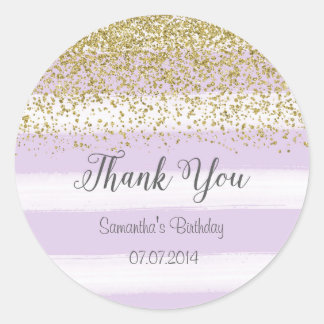 Lila Streifen Geburtstagsaufkleber Runder Aufkleber