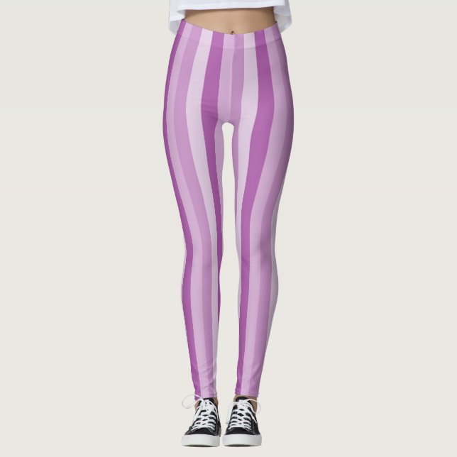 Lila Streifen Leggings (Vorderseite)