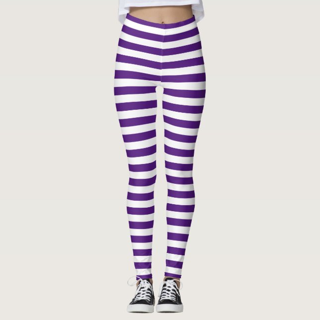 Lila Streifen Leggings (Vorderseite)