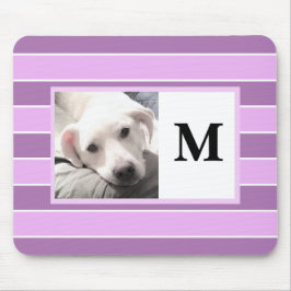 Lila Streifen Maßgeschneiderter Initial-Ein-Foto-N Mousepad