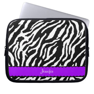 Lila Streifen mit Schwarzweiss-Zebra-Muster Laptopschutzhülle