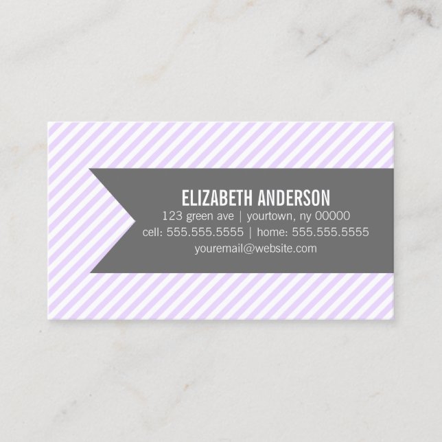 Lila Streifen-nennende Sozialkarten Telefonnummerkarte (Vorderseite)