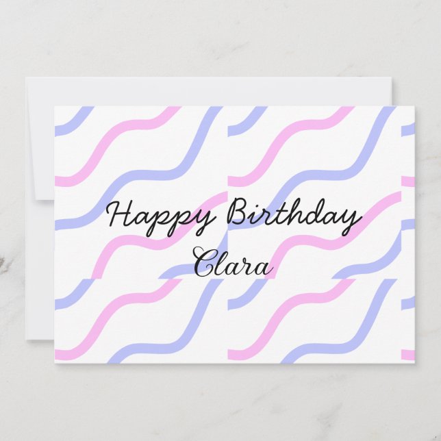 Lila Streifen Rosa Geburtstag Geburtstag hinzufüge Einladung (Vorderseite)