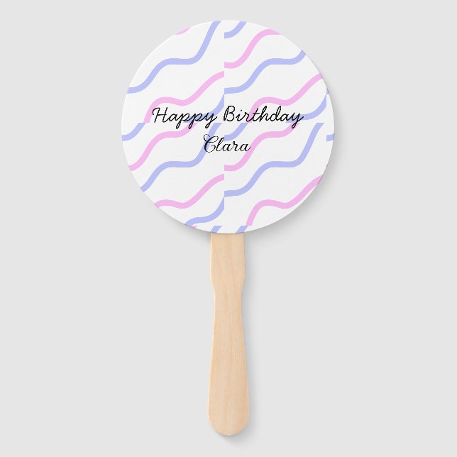 Lila Streifen Rosa Geburtstag Geburtstag hinzufüge Fächer (Vorderseite)