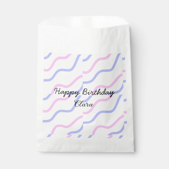 Lila Streifen Rosa Geburtstag Geburtstag hinzufüge Geschenktütchen (Vorderseite)