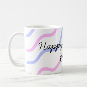 Lila Streifen Rosa Geburtstag Geburtstag hinzufüge Kaffeetasse
