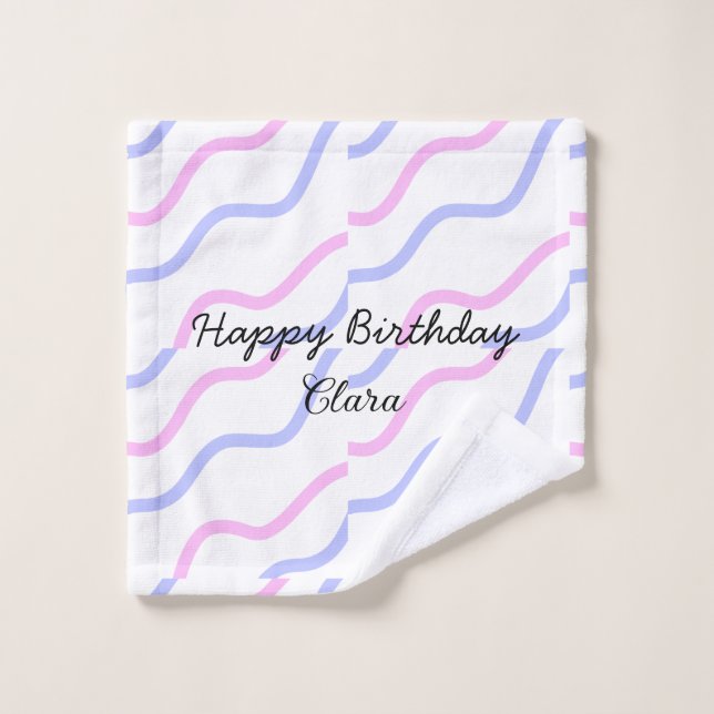 Lila Streifen Rosa Geburtstag Geburtstag hinzufüge Waschlappen (Waschlappen)