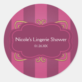 Lila Streifen- und Gold-Fingerie-Aufkleber Runder Aufkleber