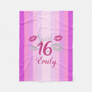 Lila Streifen und Lippen Fleecedecke